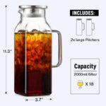 Netany 2 Pack 2 Liters/68 oz Square Glass Pitcher with Lid and Handle for Fridge, Iced Tea and Coffee Carafe Beverage Serveware, Heat Resistant Borosilicate Water Jug for Hot/Cold Drinks and Milk 85% of respondents would recommend this to a friend - Image 3
