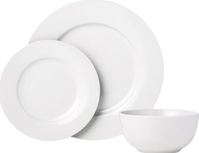 Amazon Basics 18-Piece Kitchen Dinnerware Set, Porcelain Dishes, Bowls - White - Image 2