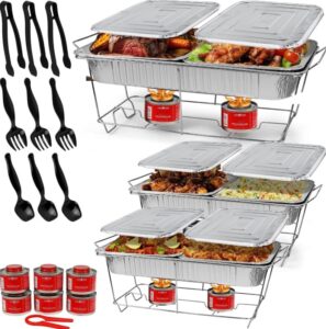 Alpha Living Disposable Chafing Buffet Set for Events, Parties, Catering | Complete Chafing Dish Set with Utensils, Covers, 6Hr Fuel Cans